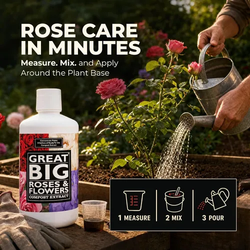 Miniatura 3 de Great Big Roses - Potenciador de fertilizante de suelo y rosas para cultivar las mejores rosas y flores; extracto de abono alimentario de rosas