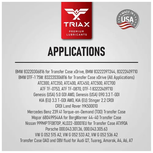 Miniatura 7 de TRIAX DTF-1 - Fluido de caja de transferencia profesional totalmente sintético, llenado de por vida, para todas las estaciones hasta -60 F