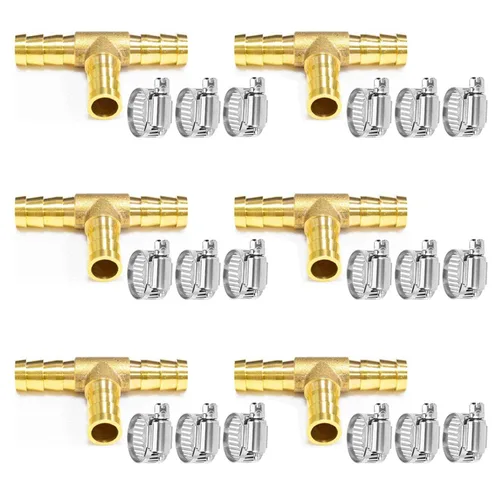 Miniatura 13 de Da by 3 unids 1/2" (12.5mm) Barb Splicer Mender Hose Latón Barb Fitting con 6 abrazaderas de tubo de acero inoxidable para agua/combustible/aire