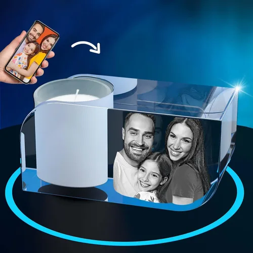 Miniatura 8 de ArtPix 3D Portavelas de fotos de cristal, regalos personalizados para mujeres, hombres, esposa, marido, mamá, grandes regalos personalizados con tu