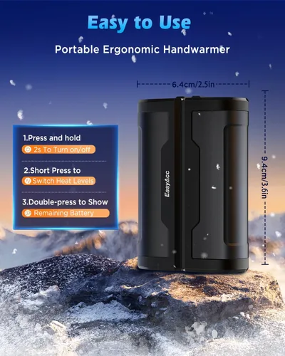 Miniatura 7 de EasyAcc Hand Warmers Rechargeable 2 Pack, 10000mAh Magnetic Hand Warmers, 18Hrs Long Heating, with Camping Hook, Pocket Size, Gifts for Christmas