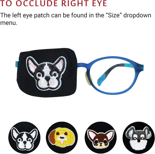 Miniatura 4 de Astropic Parche de algodón y seda para gafas para niños (ojo derecho, bulldog)