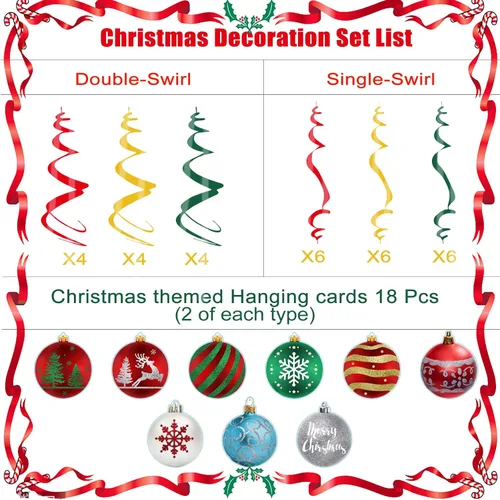 Miniatura 2 de Juego de 48 piezas de decoración de remolinos colgantes de Navidad, adorno colgante de Navidad para el hogar, cumpleaños, suministros de fiesta