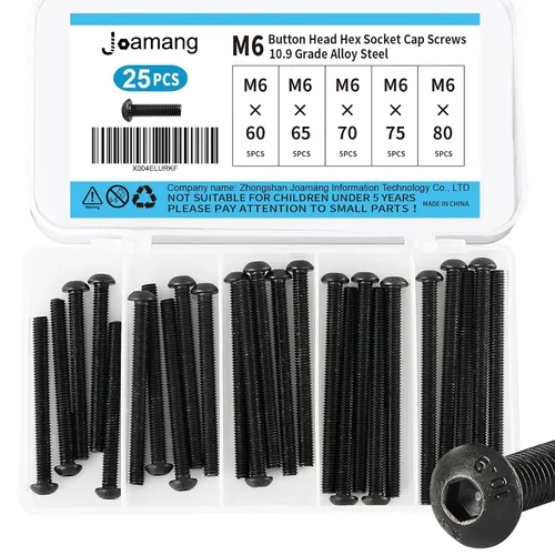 Miniatura 10 de M6 x 40mm 45mm 50mm 55mm 60mm Tornillos de cabeza hexagonal, acero de aleación de grado 12.9, acabado de óxido negro, unidad hexagonal Allen