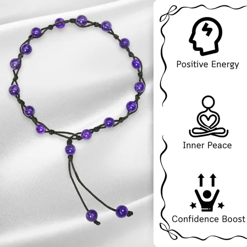 Miniatura 66 de Amazing Gemstone Crystal Anklet Ankle Bracelets for Women - Waterproof Beaded Healing Crystal Anklets, Plus Size Chakra Gemstone Bead Anklet