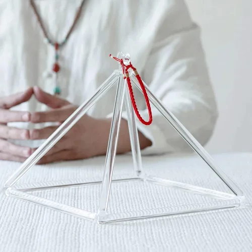 Miniatura 2 de Pirámide cantante de cristal de cuarzo transparente (3-20 pulgadas), instrumento musical curativo con bolsa de transporte para meditación