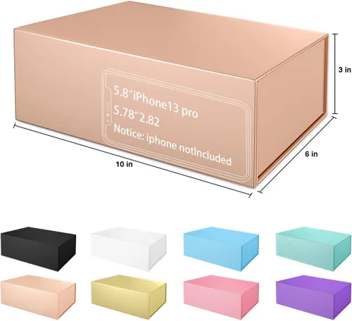 Miniatura 2 de Caja de regalo de 10 x 6 x 3 pulgadas con tapa de cierre magnético, caja de regalo para regalos, cajas de regalo de dama de honor, bonita caja