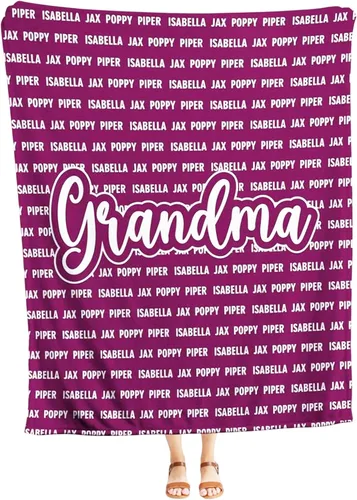 Miniatura 16 de Personalized Grandma Blanket, Gifts for Grandmother from Grand Kids, Name Blankets for Mimi, Gigi, Nana (Grandma 01)