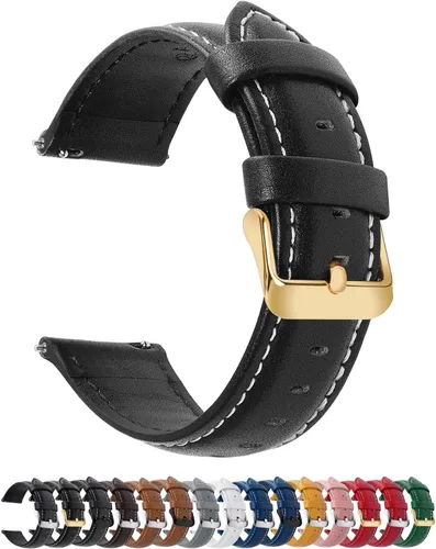 Fullmosa Correa de reloj de piel de liberación rápida para hombres y mujeres, correas de repuesto de ancho 0.472 in, 0.551 in, 0.630 in, 0.709 in,