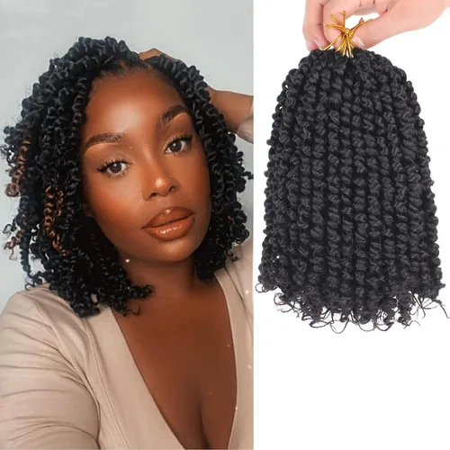 Miniatura 38 de Leeven Cabello de Ganchillo para Mujeres 16 Pulgadas Cabello de Passion Twist Pre-Retorcido 8 Paquetes Ombre Marrón Pre-Enrollado Bomb Crochet #T30