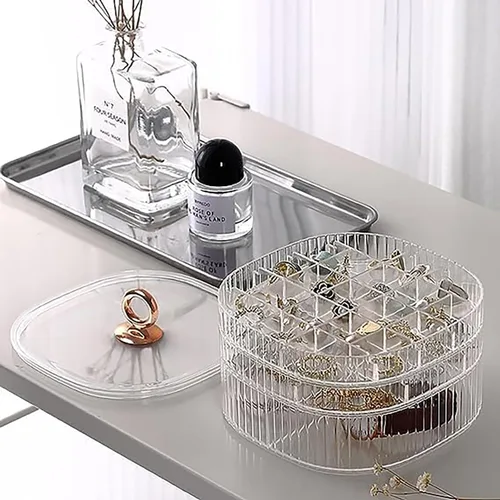Miniatura 3 de Joyero, organizador de joyas de acrílico de 3 capas con asa, cajas de joyería transparentes para mujeres y niñas, organizador de maquillaje, soporte