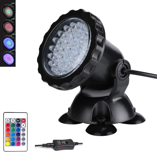 Miniatura 10 de Luces de estanque Luz de fuente subacuática 3.5W Cambio de color Foco sumergible con 36 bombillas LED Luz subacuática impermeable IP68 Luz de set of