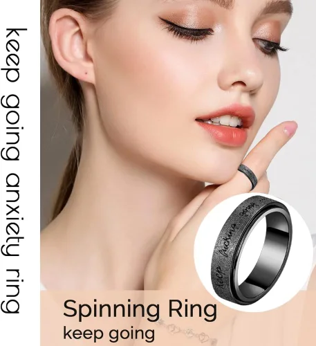 Miniatura 2 de Anillo Inicial Giratoria de Ansiedad para Mujeres Anillo de Ansiedad para Mujeres y Hombres Anillo de Pulgar para Hombres Anillo Giratoria de Plata