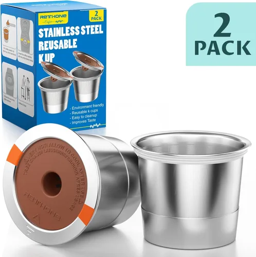 Miniatura 8 de RETHONE K Cup - Cápsulas de café reutilizables, K Cups reutilizables de acero inoxidable compatibles con cafeteras Keurig 1.0 y 2.0, K Cups