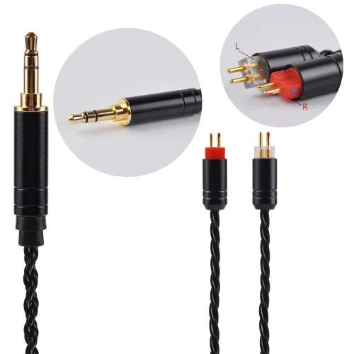 Miniatura 3 de H HIFIHEAR Cable de repuesto mejorado para auriculares, 8 núcleos, cable de cobre chapado en plata con cable IEM de 2 pines de 0.031 in para UM3X