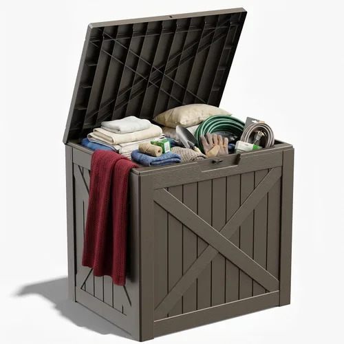 Miniatura 30 de ROJIK - Caja de almacenamiento para exteriores, impermeable, para patio y piscina, herramientas de jardín y cojines, banco con tapa con cerradura