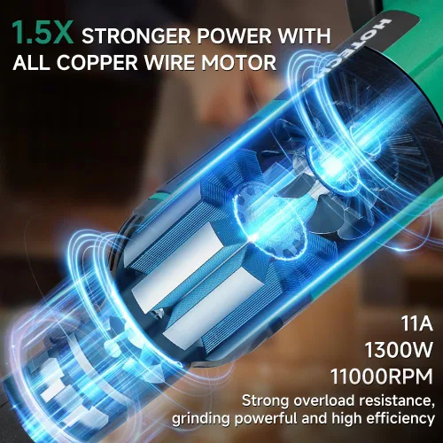Miniatura 5 de Hoteche Amoladora angular de 5 pulgadas, amoladora eléctrica de velocidad variable de 11 amperios, con cable, para metal, compatible con discos