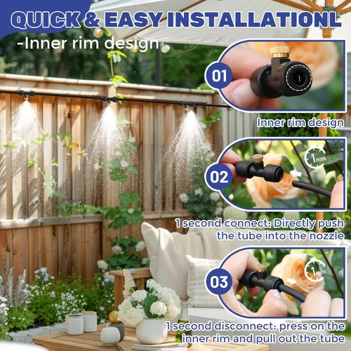 Miniatura 3 de Maotong Mister de 100 pies para sistema de enfriamiento de nebulización de patio exterior, línea de nebulización de 100 pies (98.4 ft), 32 boquillas