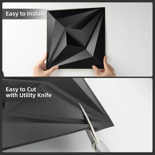 Miniatura 6 de AMZDEPOT Paneles de pared 3D para decoración de pared interior, 3 opciones de diseño, decoración de pared texturizada de PVC para sala de estar