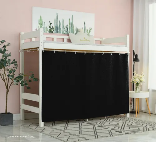 Miniatura 4 de Cortinas opacas para litera de fondo sólido, tela de privacidad para cama individual, color negro