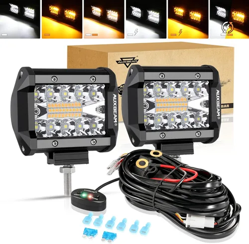 Miniatura 19 de Auxbeam Barra de luz LED de 3 pulgadas, 72 W, color ámbar/blanco, luces de conducción todoterreno para camión, SUV, barco, 4x4, Jeep Wrangler