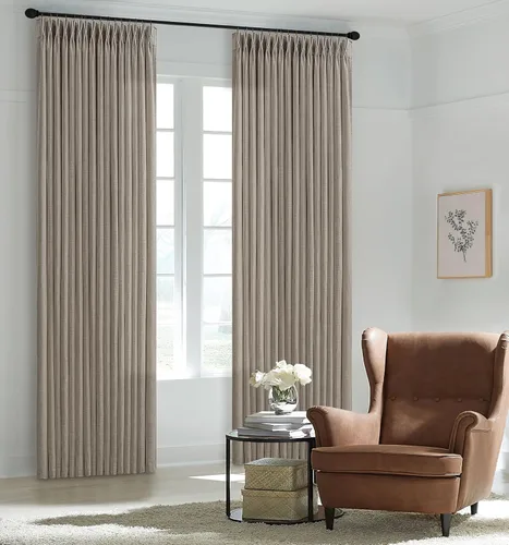 Miniatura 57 de TWODRAPES Cortinas de Lino Plisadas con Pinza Beige Blancas de 54 Pulgadas de Largo 2 Paneles para Comedor Cocina Dormitorio Plisadas Semi