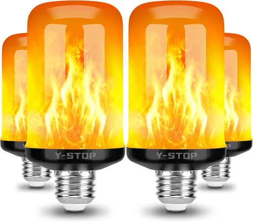 Miniatura 11 de Y- STOP Bombillas LED de llama mejoradas, 4 modos de luz parpadeante para exteriores con efecto invertido, bombilla de llama de base E26