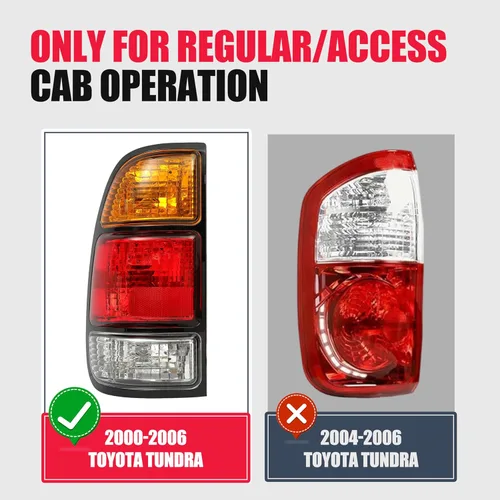 Miniatura 2 de ECOTRIC Luz trasera compatible con Toyota Tundra 2000-2006 Regular/Access Cab Lámpara de freno de señal Luz trasera lado del conductor izquierdo