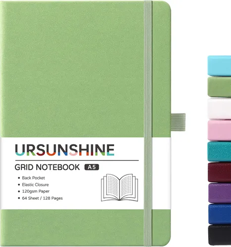 Miniatura 29 de Cuaderno punteado, diario, 5.3 x 8.26 pulgadas, tapa dura, prémium, papel grueso, doble espiral, bandas, cuero negro sintético, lazo para bolígrafo