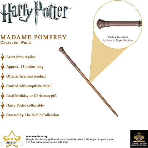 Miniatura 3 de The Noble Collection - Varita de personaje de Madam Pomfrey - Varita del mundo mágico de 13 pulgadas con etiqueta de nombre - Varitas de Harry Potter