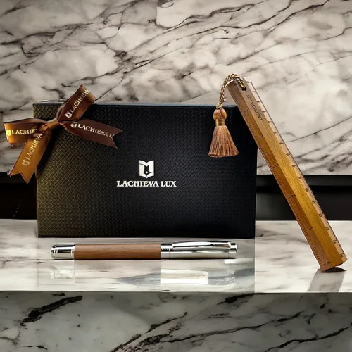 Miniatura 8 de LACHIEVA LUX Bonito y elegante bolígrafo de palisandro con regla/marcador, regalo de lujo para mujer y hombre Rosewood