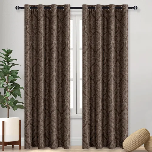 Miniatura 68 de DWCN - Cortinas blackout para dormitorio, diseño de damasco con aislamiento térmico y ojales, para sala de estar, juego de 2 paneles de cortina Gris