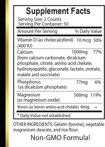 Miniatura 8 de Complejo de calcio y magnesio con vitamina D y boro, nutrientes vitales para estilos de vida activos, refuerzo inmunológico, quelato de aminoácidos