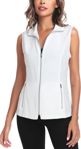 Miniatura 5 de MISS MOLY Chalecos para mujer, estilo casual, ligero, con cremallera completa, chaleco militar sin mangas, para golf, con bolsillos