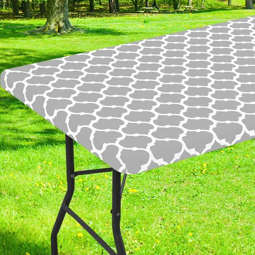 Miniatura 22 de Smiry Mantel cuadrado para mesa de pícnic, manteles de camping impermeables elásticos ajustables, protector de mantel de vinilo con respaldo de Gris