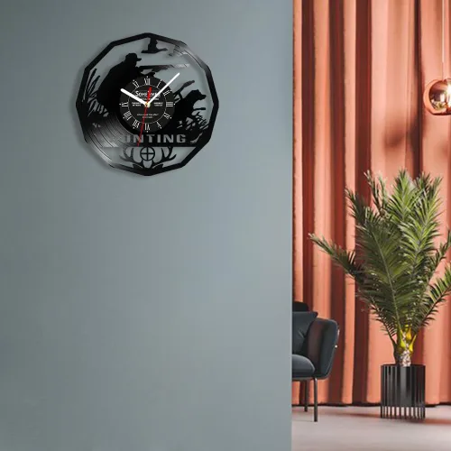 Miniatura 7 de The Geeky Days Reloj de pared de caza, 7 colores cambiantes, reloj de pared silencioso sin tictac, luz nocturna LED, vida silvestre, caza