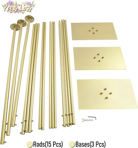 Miniatura 7 de Soporte de fondo profesional de 20 pies, soporte de fondo portátil dorado, soporte de altura ajustable para fondo de fotografía de eventos, fiestas
