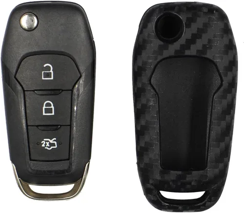 Miniatura 6 de Funda de llave de mando de coche de silicona suave con textura de fibra de carbono para Ford EcoSport Escort Explorer F-150 F-250 F-350 F-450 F-550
