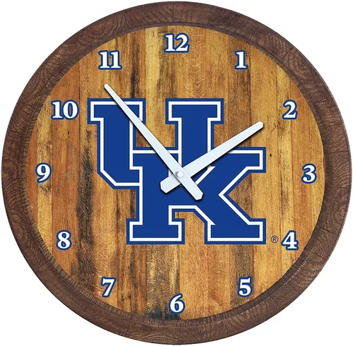 Miniatura 148 de The Fan-Brand NCAA Oklahoma Sooners: Reloj de pared con parte superior de barril de imitación para decoración de bar, decoración de fiesta
