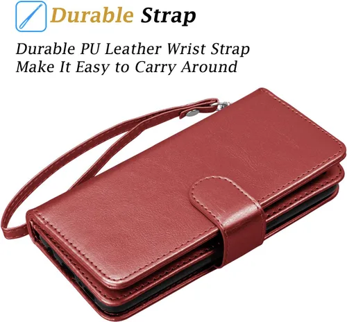Miniatura 6 de Funda para LG Stylo 6, funda tipo cartera para LG Stylo 6, de piel sintética, para tarjetas de crédito, con función atril, desmontable, magnética