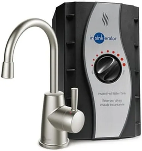 InSinkErator HOT250 - Sistema dispensador instantáneo de agua caliente, grifo de una sola manija en níquel satinado con tanque de acero inoxidable
