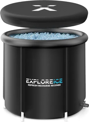 Explore Ice Bath Pro Max - Bañera portátil extra grande para terapia de agua fría para atletas, bañera inflable con tapa, color negro