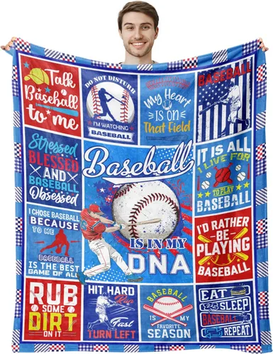 Manta de béisbol para niños, regalos de béisbol para niños de 8 a 12 años, manta deportiva de franela para niños y hombres, cosas de béisbol para