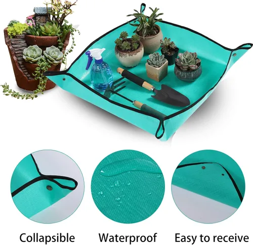 Miniatura 8 de Alfombrilla para trasplantar plantas de jardín, herramientas de mano de jardinería para jardineros, tela Oxford, 29.5 x 29.5 pulgadas (75x75 cm)