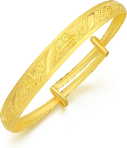 CHOW SANG SANG Colección de regalos chinos 999.9 oro de 24 quilates precio por peso oro Longevidad y buena fortuna brazalete para regalo de tamaño