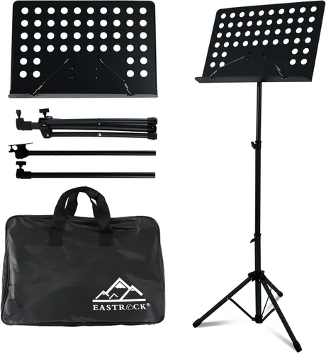 EASTROCK Soporte de partituras de metal, soporte de música de alta estabilidad y altura ajustable para partituras con bolsa de transporte, soporte