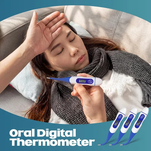 Miniatura 6 de TrelaCo Termómetro oral digital para adultos, 6 unidades, para fiebre, cuerpo basal, lectura rápida, punta flexible para la medición de temperatura