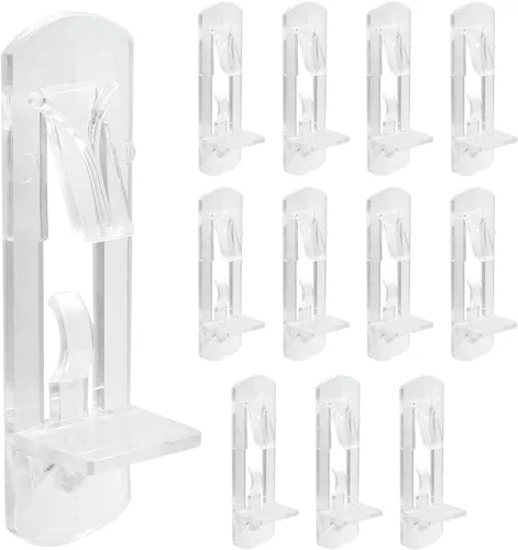 Miniatura 9 de Biaungdo 12 clavijas de plástico con bloqueo para estantes, pasadores transparentes de 0.197 in, clips autobloqueantes para estantes de gabinete