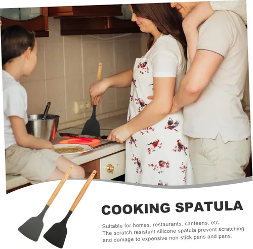 Miniatura 4 de Espátula de silicona segura para placa de inducción, mango resistente multifunción antiadherente para cocinar wok