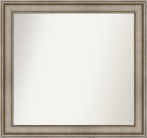 Miniatura 362 de Amanti Art Espejo de baño plateado para sobre el fregadero, 26 x 26 pulgadas, espejo cuadrado de plata antigua, marco de madera tradicional mediano
